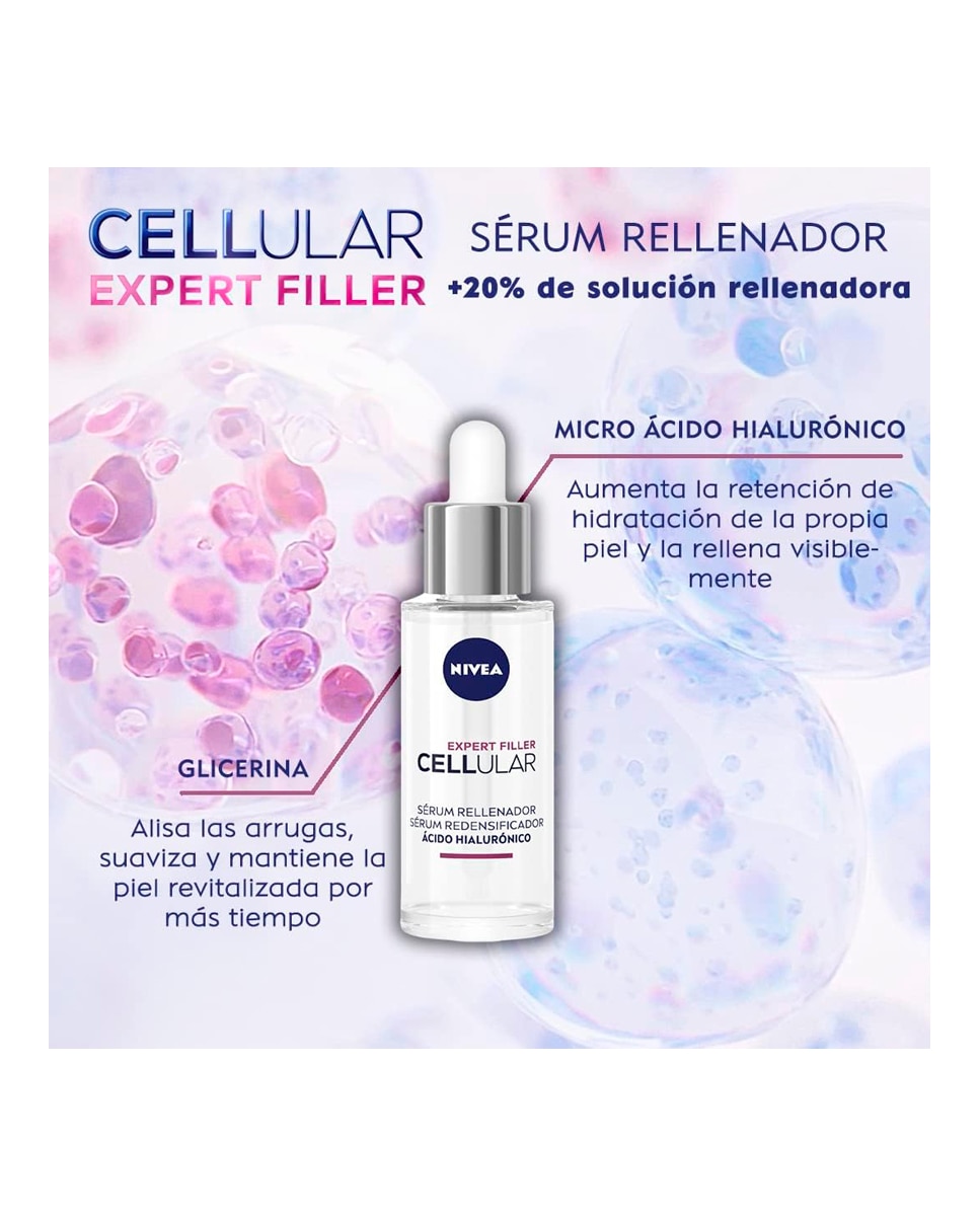 Sérum Hyaluron Cellular Expert Filler Rellenador Ácido Hialurónico Nivea - 30 ml 3