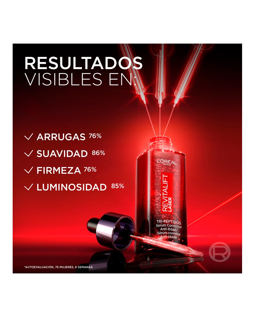 Imagen 4 de Sérum Corrector Anti-Edad Revitalift Laser Tri-Péptidos + Ácido Hialurónico + Vitamina Cg 30 Ml L'Oréal Paris - 30 ml