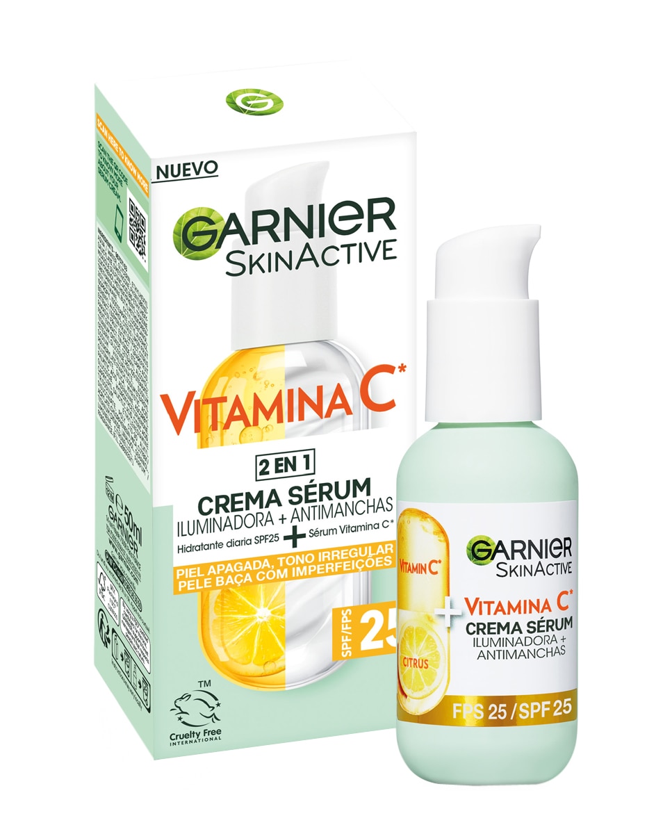 Crema sérum iluminadora y antimanchas SPF25 Vitamina C Skin Active Garnier - 50 ml 2