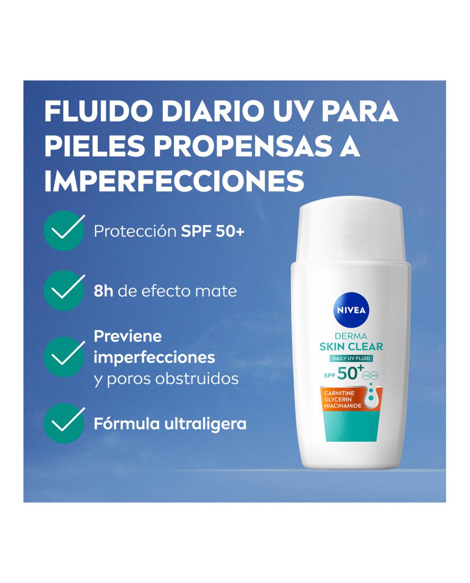 Fluido Uv Diario Spf 50+ Derma Skin Clear 40Ml Nivea 2