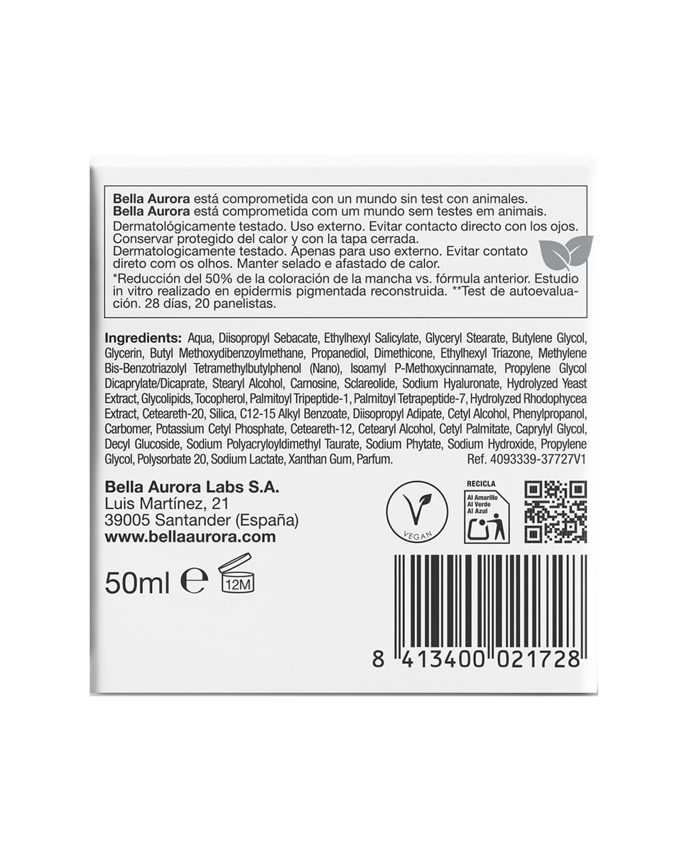 Crema Antimanchas Antiedad Para Piel Normal-Seca B7 Bella Aurora - 50 ml 7