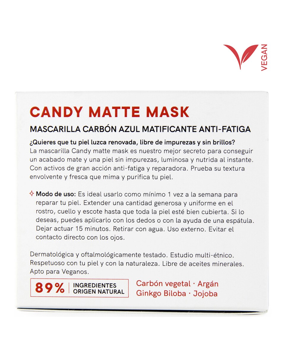 Mascarilla matificante anti-fatiga de carbón azul Lullage 4