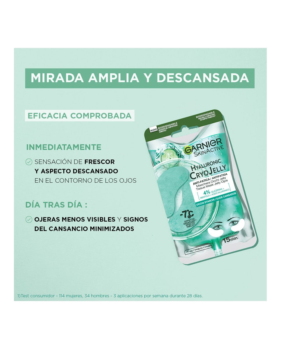 Imagen 2 de Mascarilla tissu Hyaluronic Cryo Jelly Antifatiga Garnier