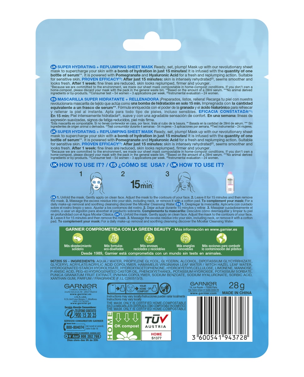 Mascarilla tissu Hydra Bomb Skin Active Garnier 2