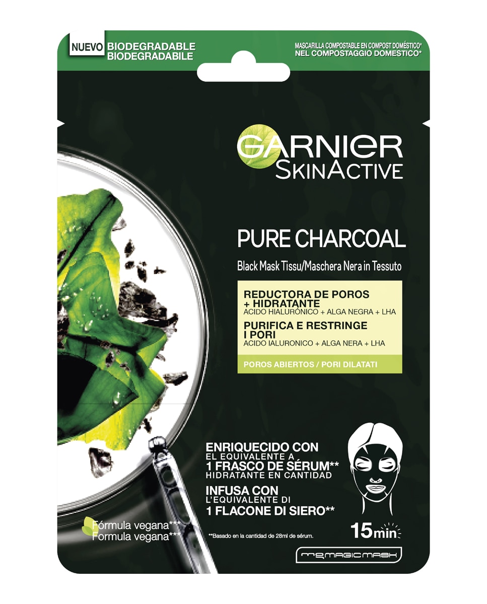Mascarilla tissu Black Pure Charcoal Skin Active Garnier 1