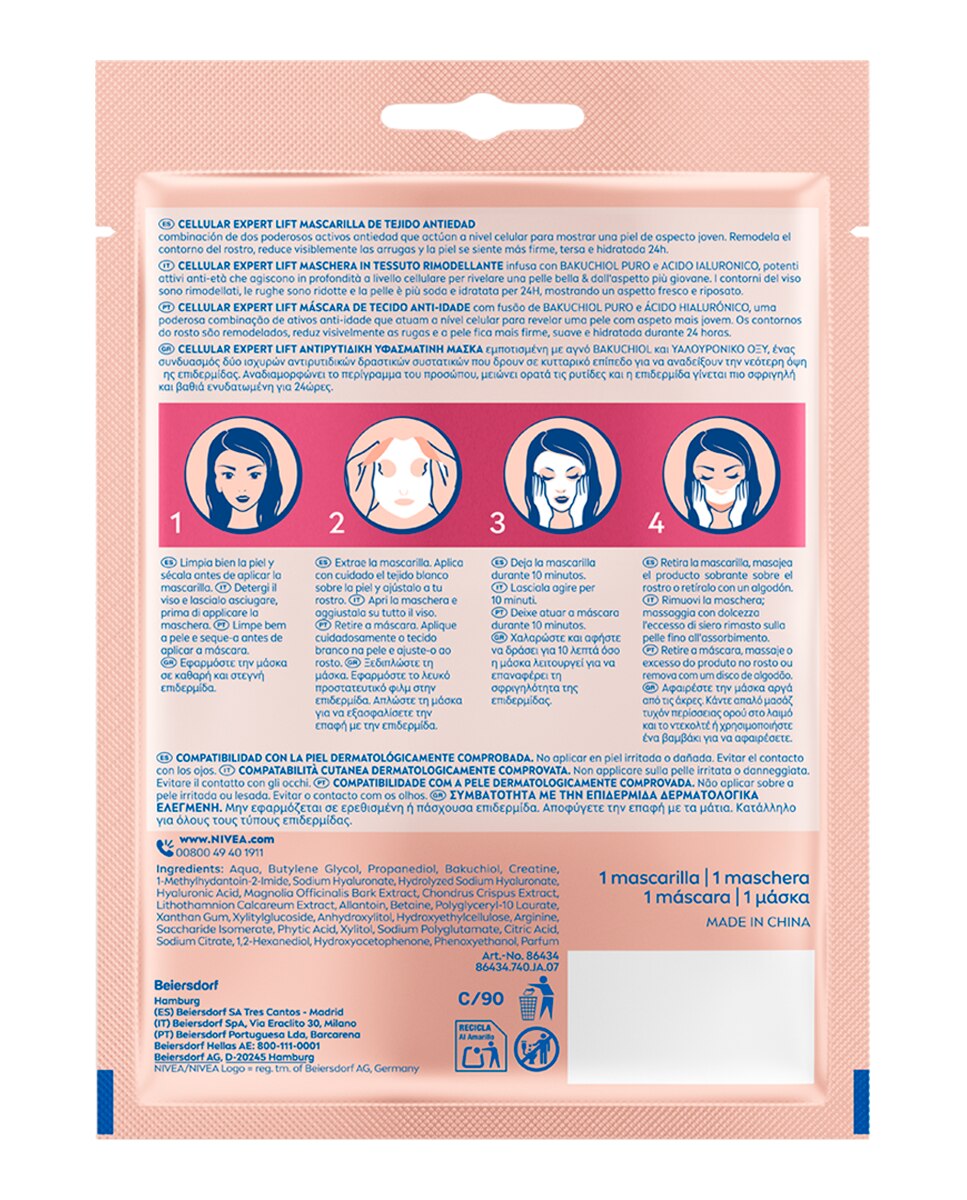 Mascarilla De Tejido Hyaluron Cellular Expert Lift Con Bakuchiol Tejido Nivea 2