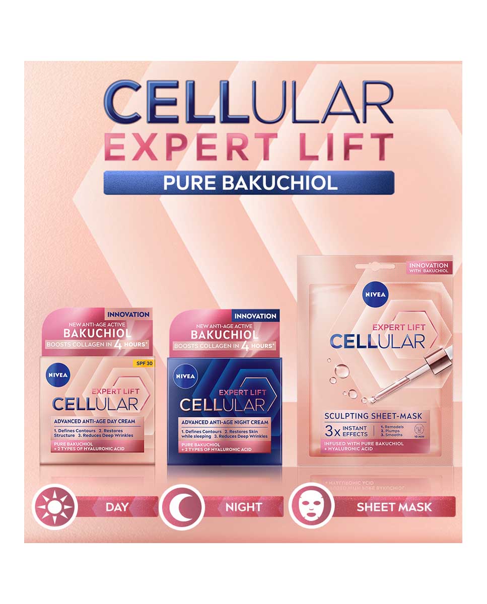 Mascarilla De Tejido Hyaluron Cellular Expert Lift Con Bakuchiol Tejido Nivea 8