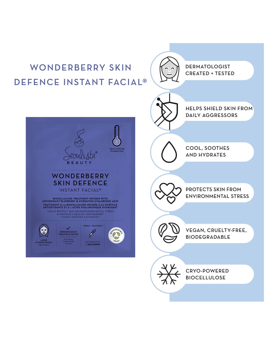 Mascarilla Rostro Wonderberry Skin Defence Instant Facial 30 ml Seoulista Beauty - 30 ml 3