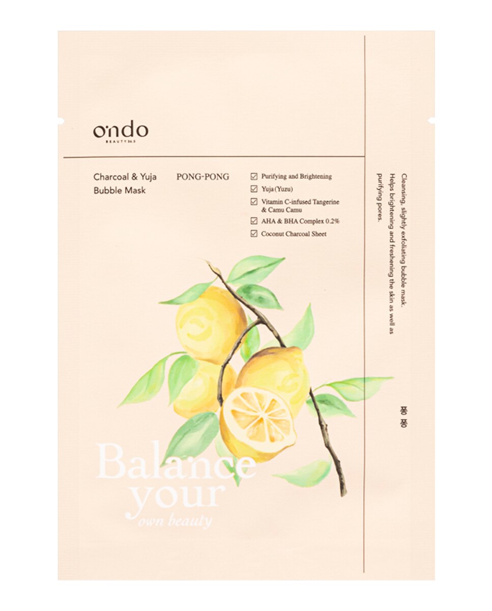Imagen 0 de Mascarilla de burbujas PONG-PONG Carbón y Yuja 25g Ondo Beauty
