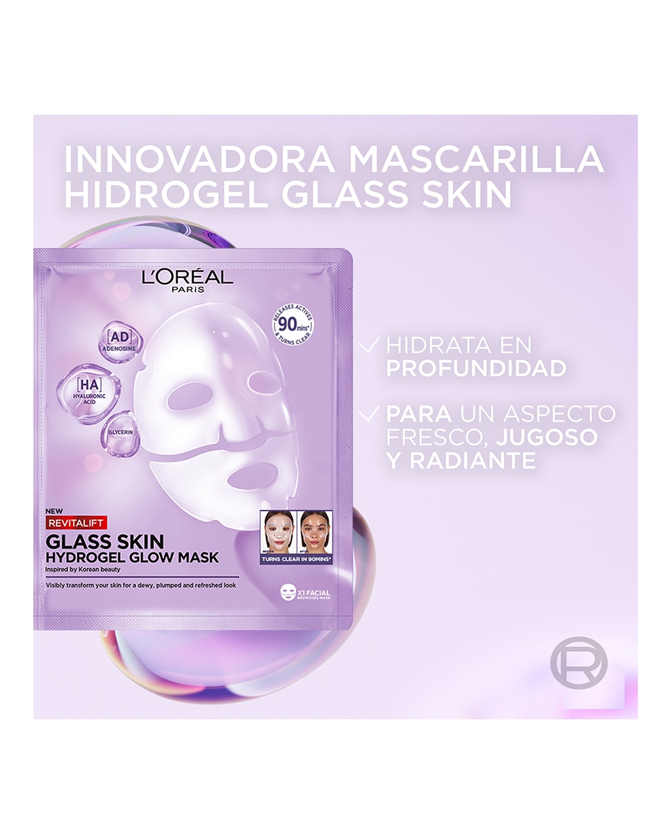 Mascarilla Facial Hidrogel Revitalift Filler Glass Skin L'Oréal Paris 3