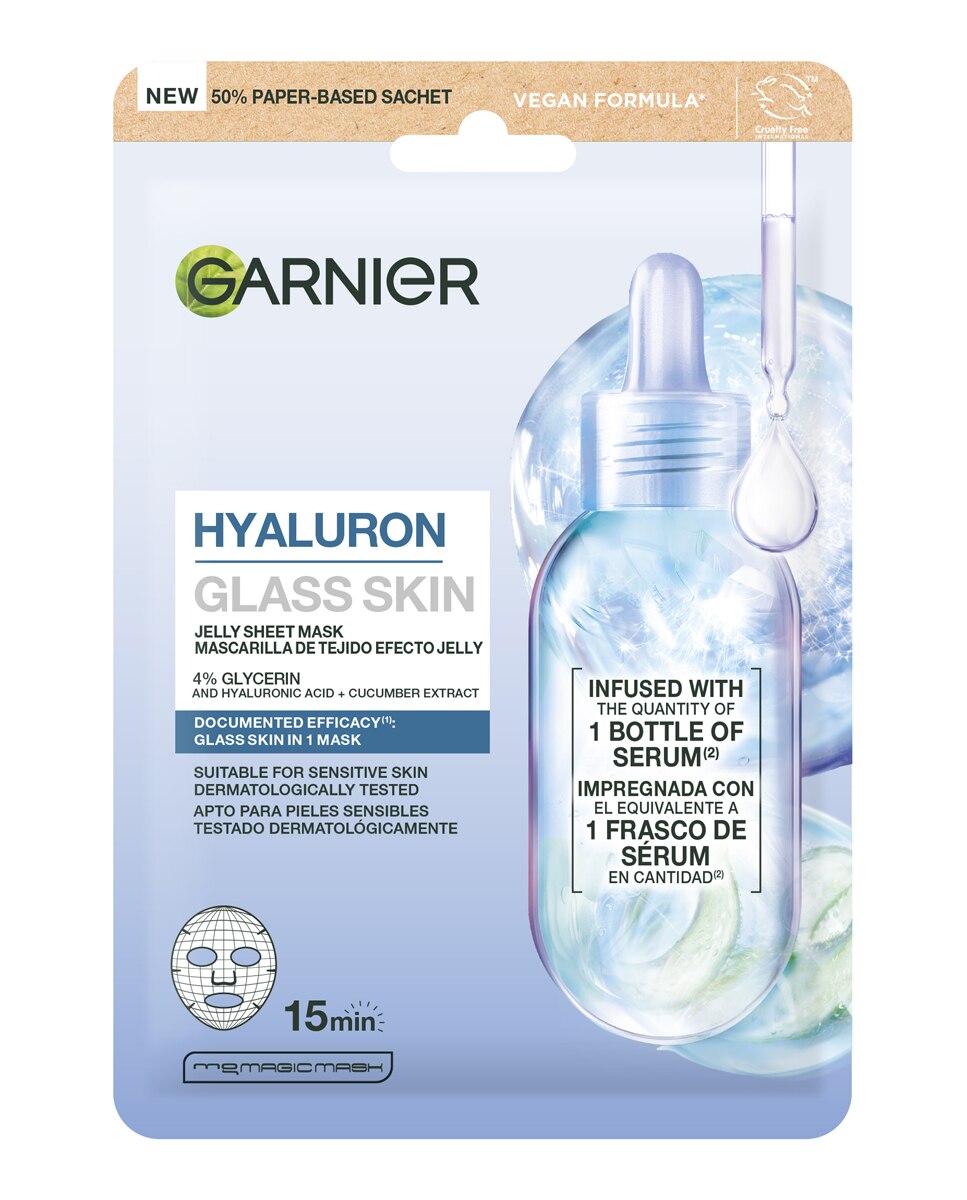 Imagen 0 de Mascarilla Facial Hidratante Efecto Glow Hyaluron Glass Skin Jelly  Garnier