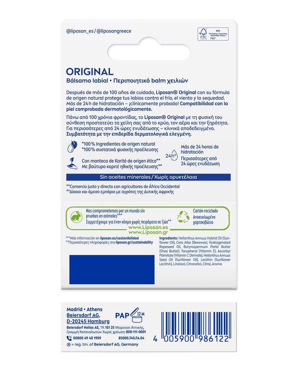Bálsamo Labial Original Liposan - 4,8 gr 2