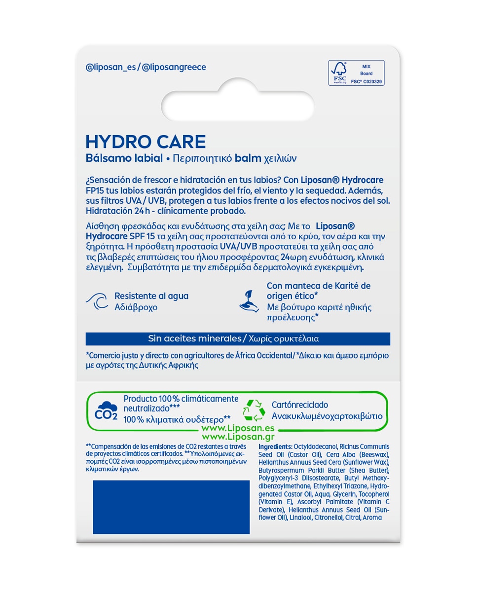 Imagen 2 de Bálsamo Labial Hydro Care Hidratante 4,8 Gr Liposan - 4,8 gr