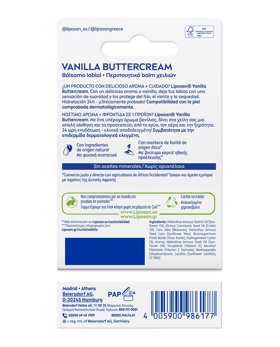 Imagen 2 de Bálsamo Labial Sabor Vainilla 4,8 Gr Liposan - 4,8 gr