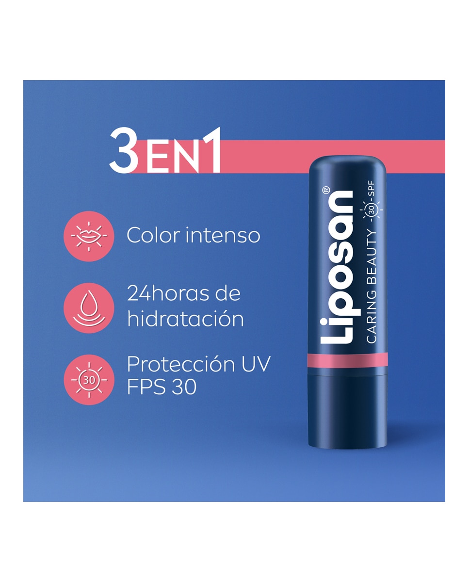 Bálsamo 3 En 1 Labios Y Mejillas Caring Beauty Intenso Spf30 4,8 Gr Liposan - Nude Pink Nude Pink-3