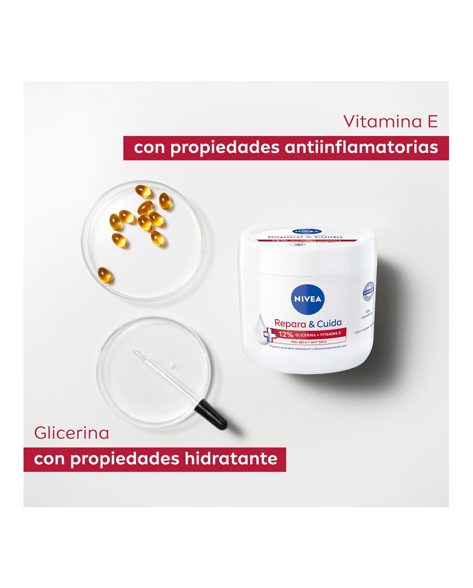 Crema Corporal Hidratante Repara & Cuida Glicerina y Vitamina E 400 ml Nivea 3