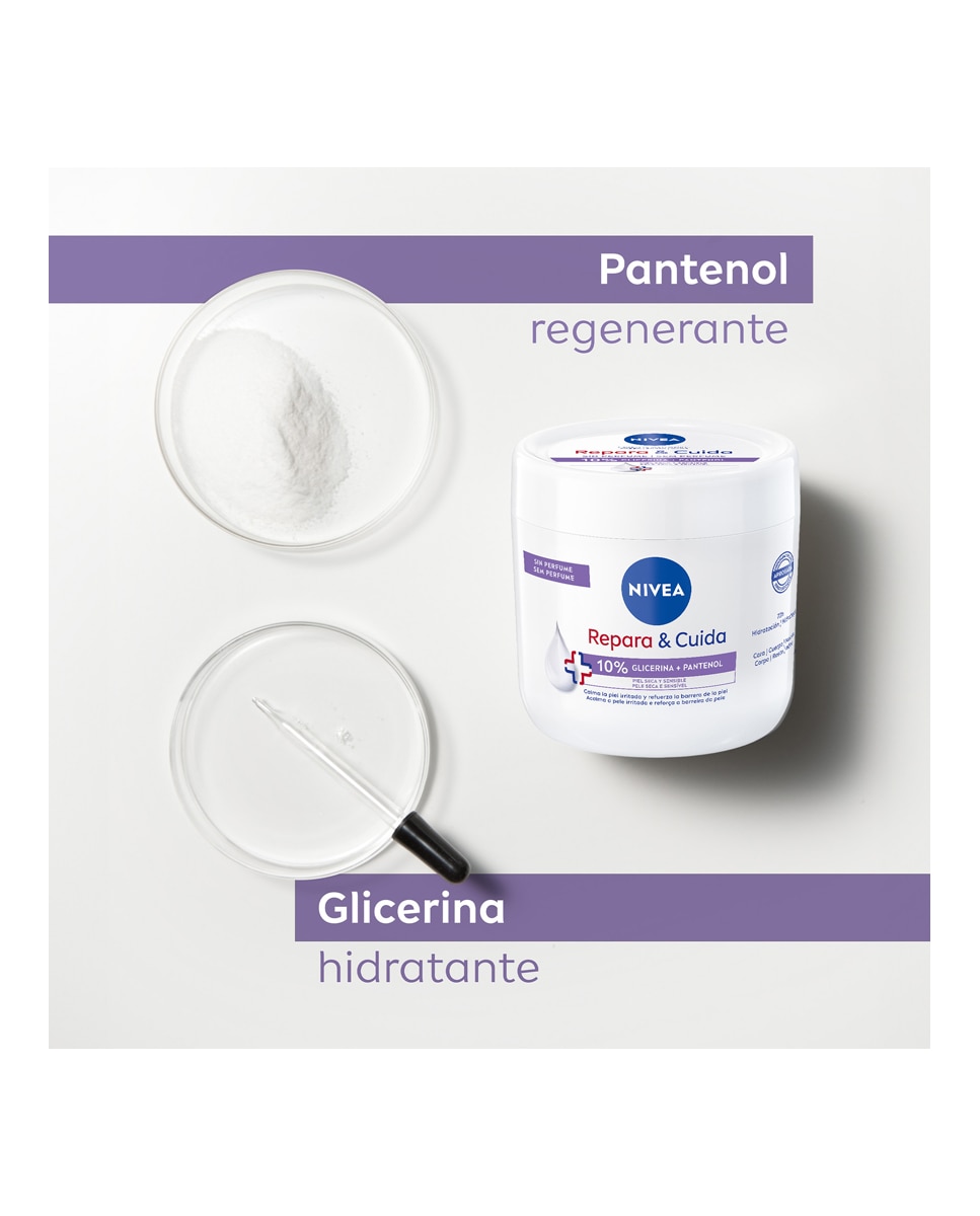Crema Corporal Hidratante Repara & Cuida Glicerina y Pantenol 400 ml Nivea 4
