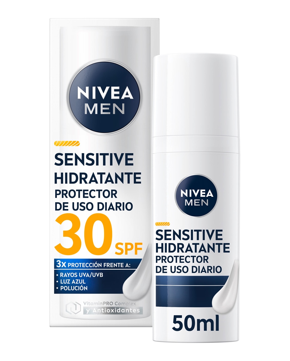 NIVEA MEN - Crema Facial Hidratante FP30 Sensitive Nivea Men.