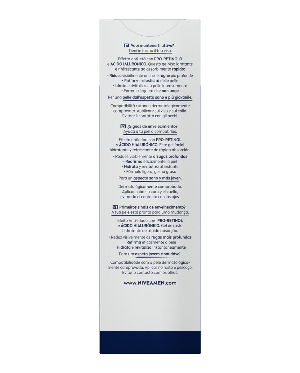 Imagen 3 de Gel Facial Hyaluron Hidratante Antiedad 50 ml Nivea Men - 50 ml