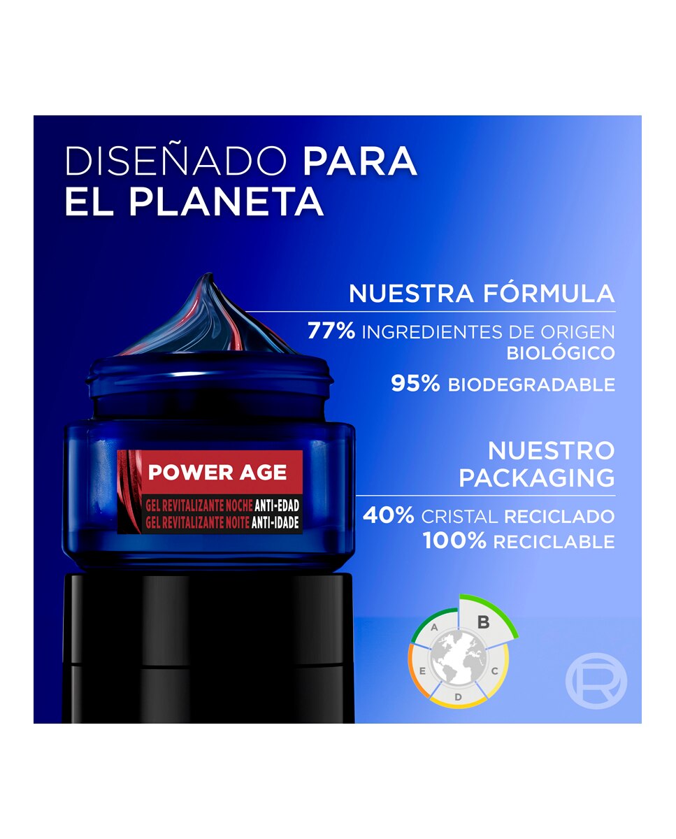 Gel Revitalizante de Noche Anti-edad Power Age 50 ml L'oreal Men Expert - 50 ml 3