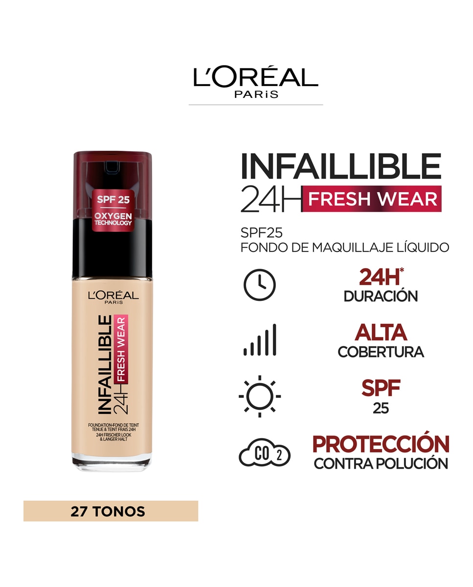 Base de Maquillaje Infaillible 32h Freshwear L'Oréal Paris - Beige Doré 140 30 ml Beige Doré 140-2