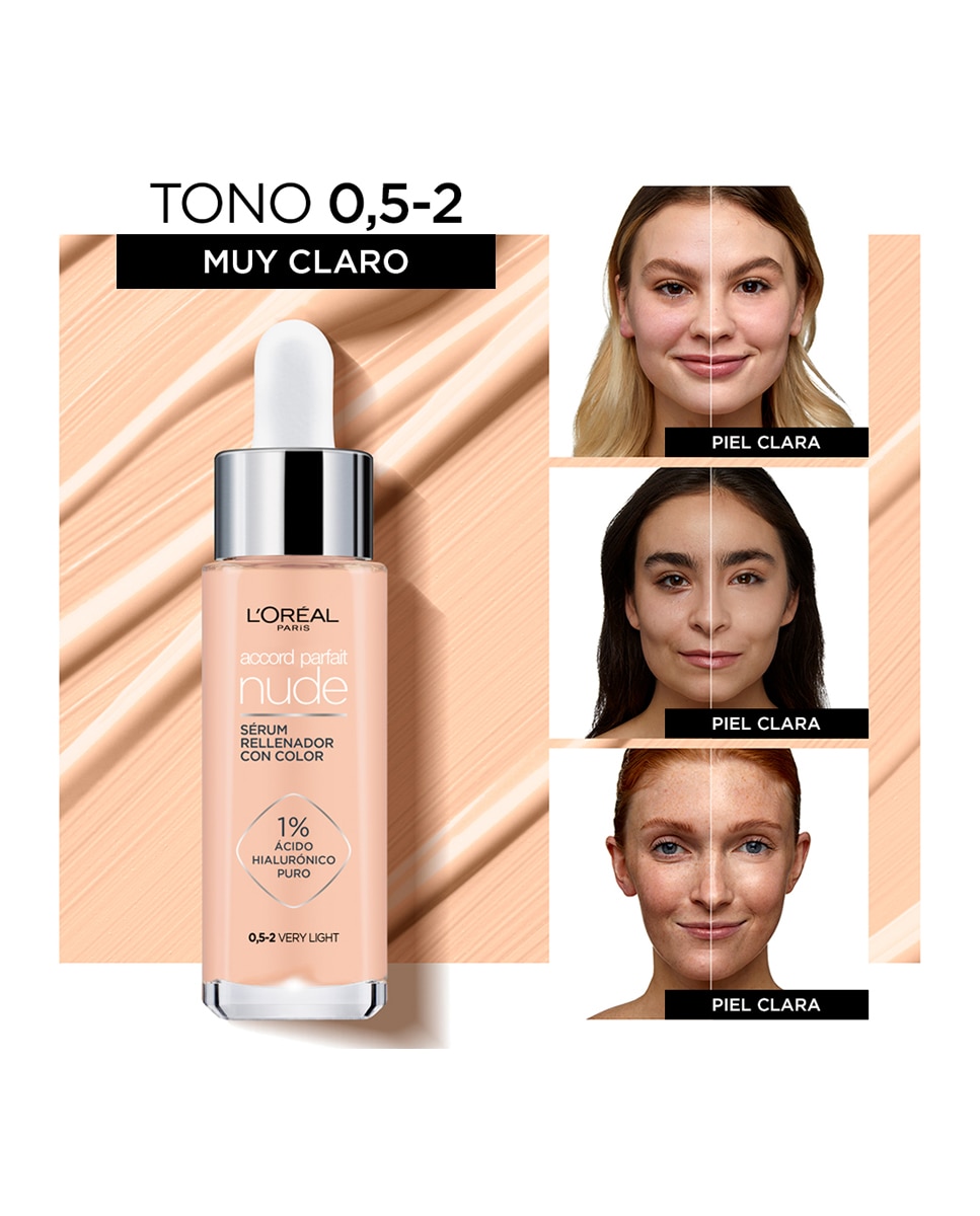 Sérum rellenador con color Accord Parfait Nude L'Oréal Paris - 0,5-2 Very Light 0,5-2 Very Light-2