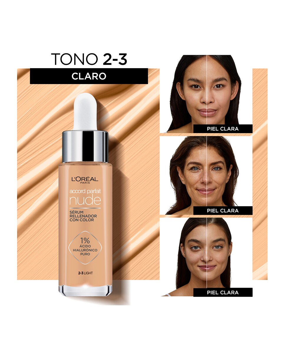 Sérum rellenador con color Accord Parfait Nude L'Oréal Paris 2-3 Light-2