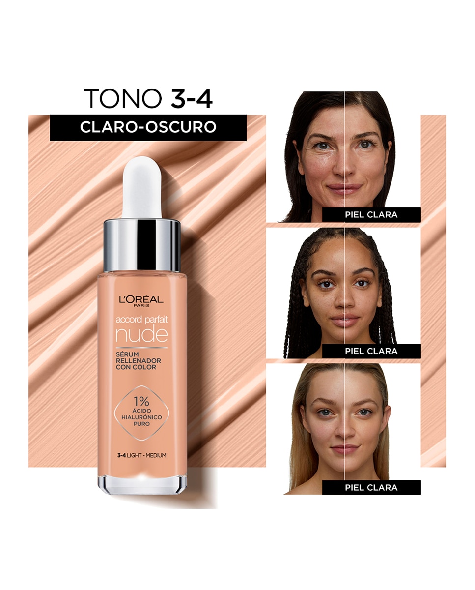 Sérum rellenador con color Accord Parfait Nude L'Oréal Paris - 3-4 Light-Medium 3-4 Light-Medium-2