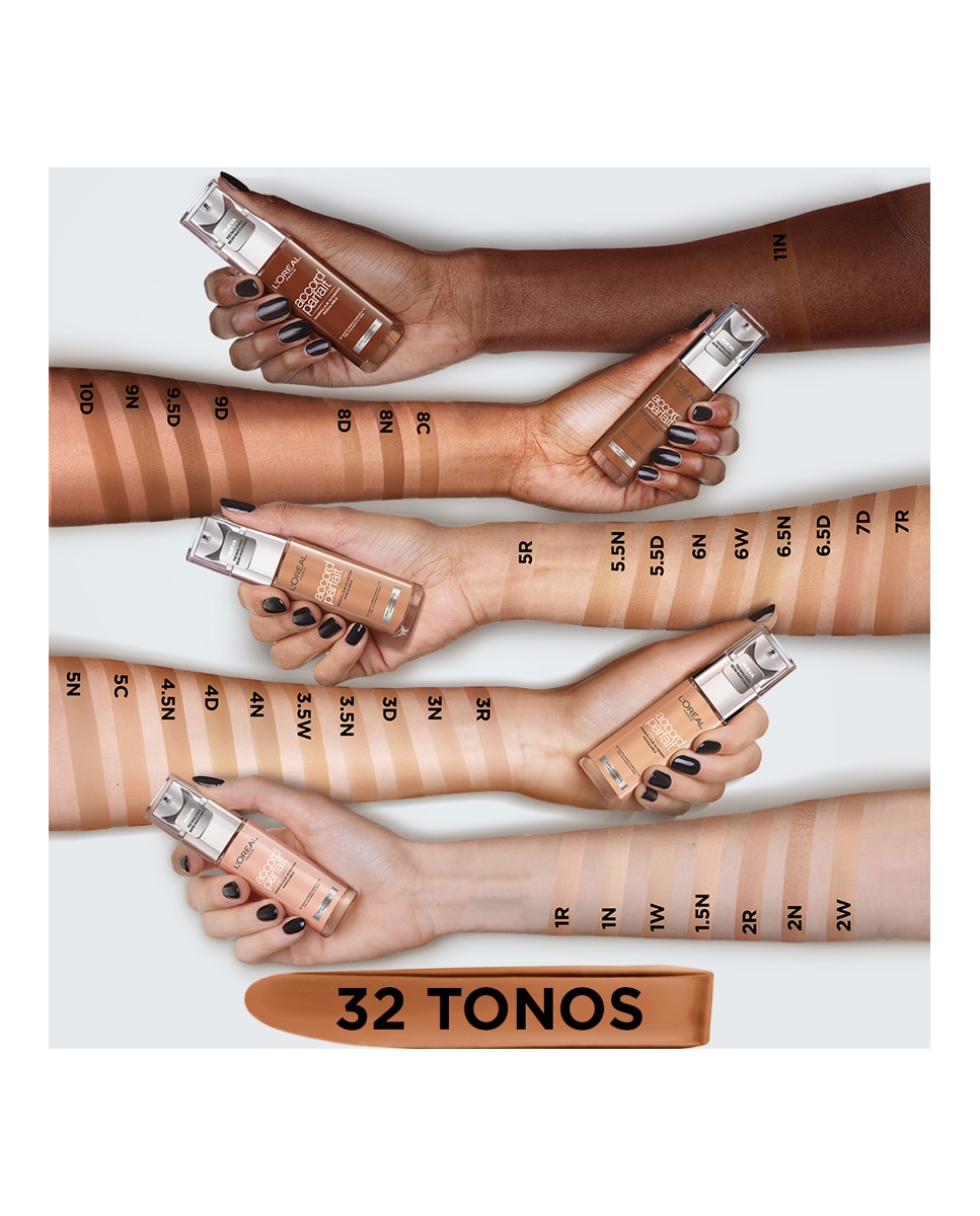Base de maquillaje Accord Parfait con ácido hialurónico L'Oréal Paris - 1.N 30 ml 1.N-3
