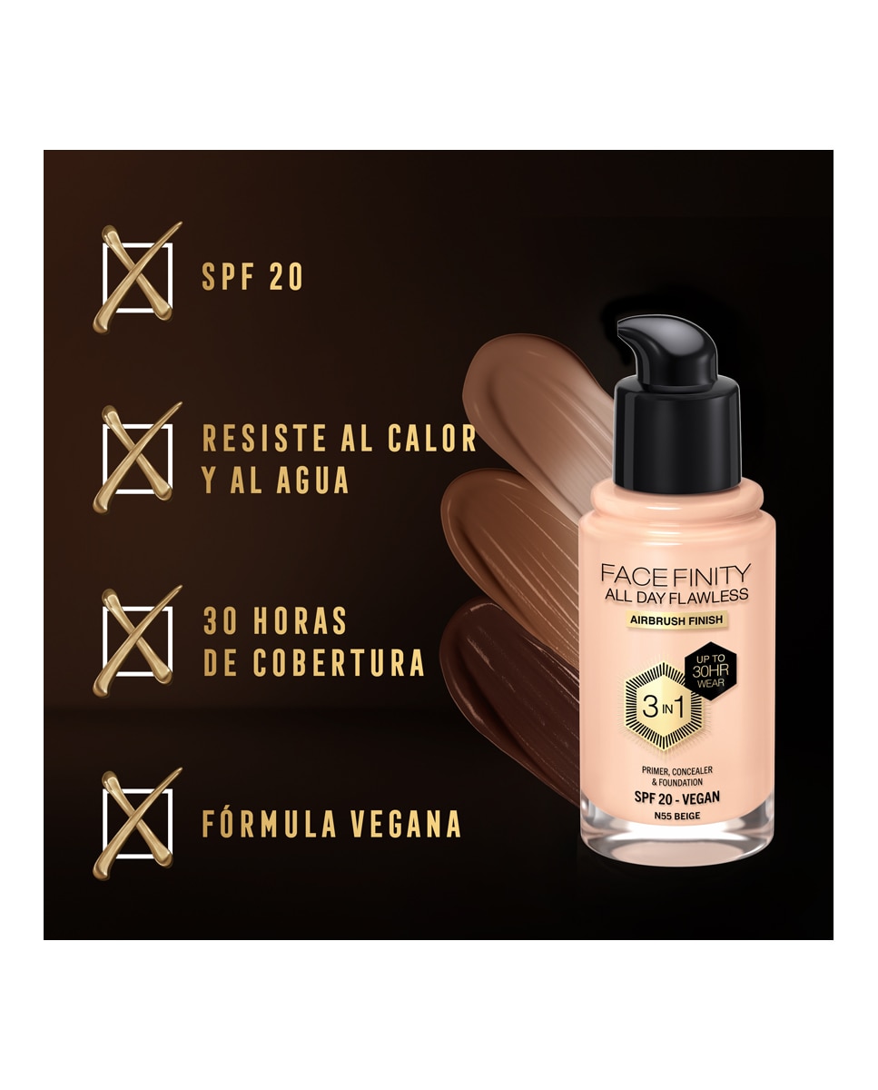 Base de maqullaje Facefinity Max Factor - Beige N55 Beige N55-4