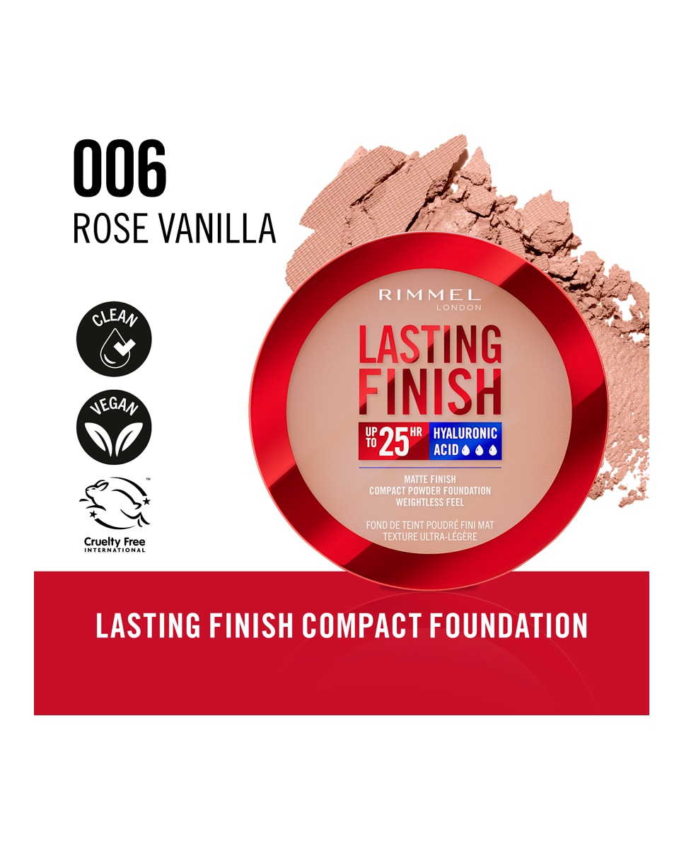 Base de maquillaje Lasting Finish polvos compactos Rimmel - 006 Rose Vanilla 7 gr 006 Rose Vanilla-5
