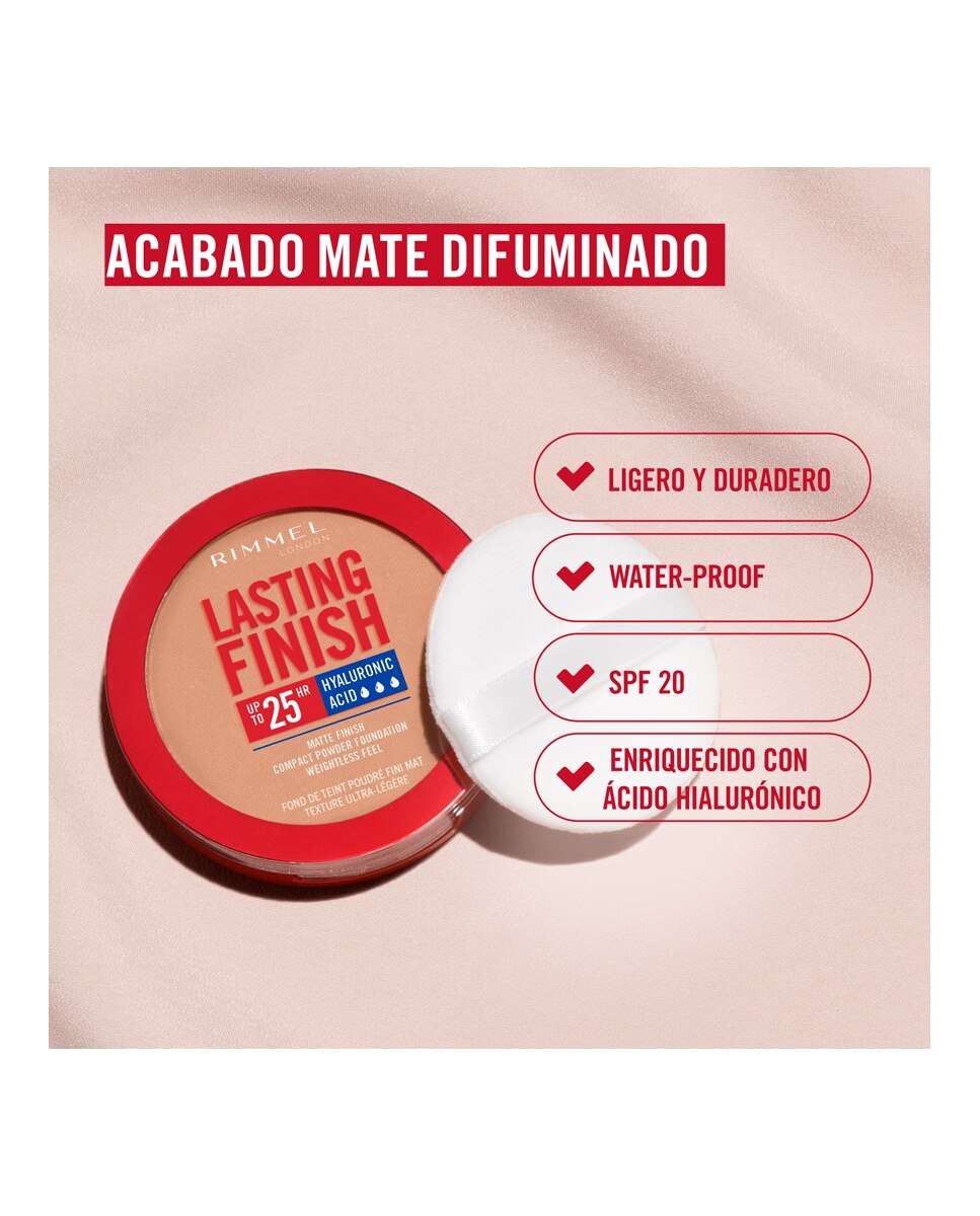 Base de maquillaje Lasting Finish polvos compactos Rimmel - 006 Rose Vanilla 7 gr 006 Rose Vanilla-7