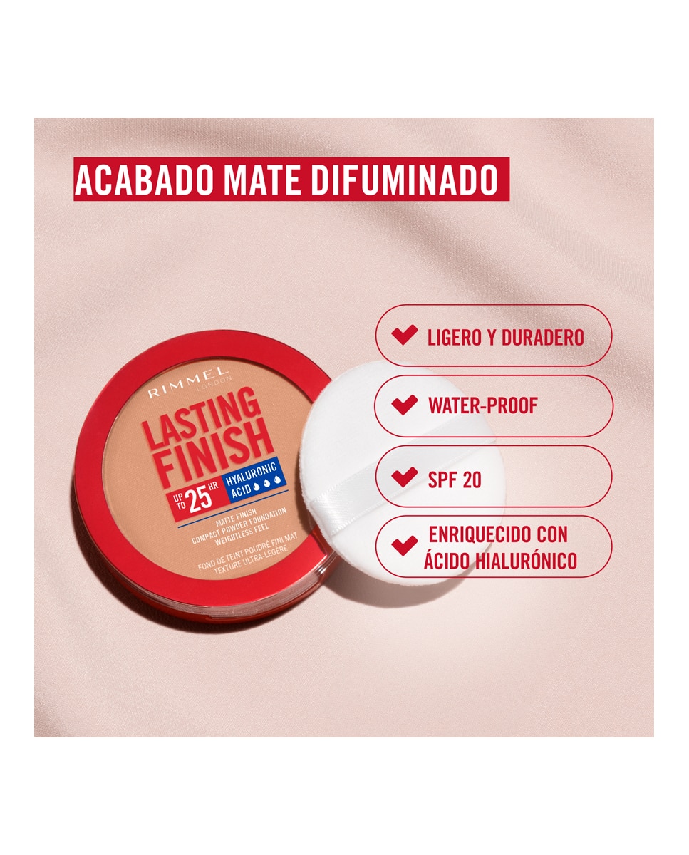 Base de maquillaje Lasting Finish polvos compactos Rimmel - 001 Fair Porcelain 7 gr 001 Fair Porcelain-7
