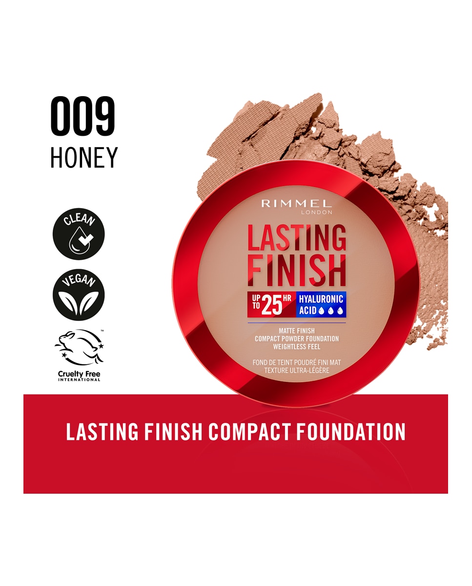 Base de maquillaje Lasting Finish polvos compactos Rimmel - 009 Honey 7 gr 009 Honey-5