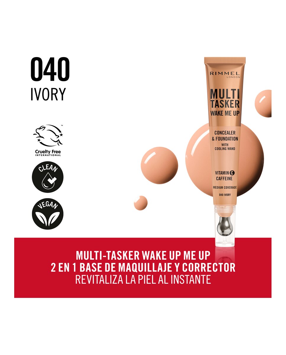 Base de Maquillaje Multitasker Wake Me Up Corrector y Base de Maquillaje 20 ml Rimmel - 040 Ivory 20 ml 040 Ivory-3