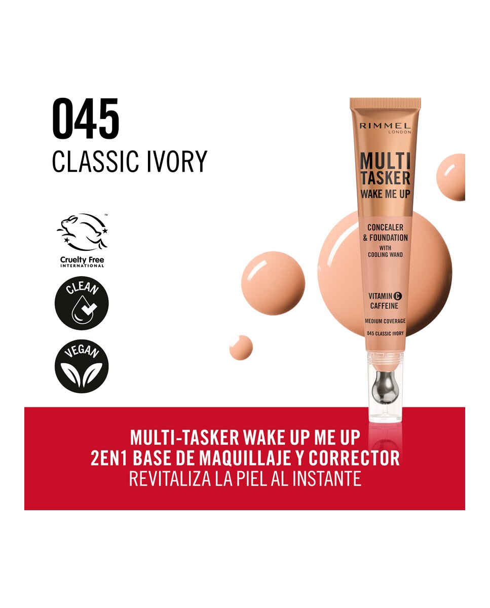 Base de Maquillaje Multitasker Wake Me Up Corrector y Base de Maquillaje 20 ml Rimmel - 045 Classic Ivory 20 ml 045 Classic Ivory-3