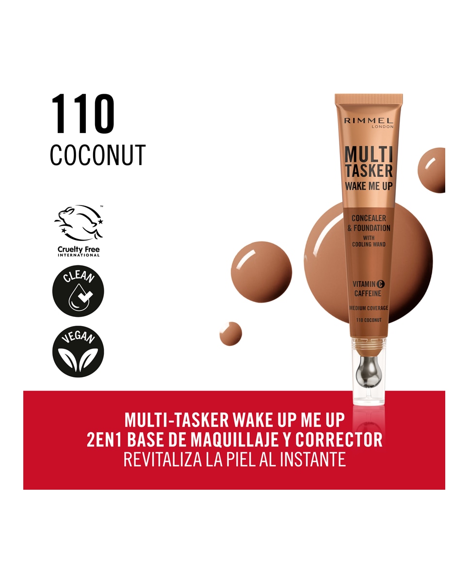 Base de Maquillaje Multitasker Wake Me Up Corrector y Base de Maquillaje 20 ml Rimmel - 110 Warm Coconut 20 ml 110 Warm Coconut-3