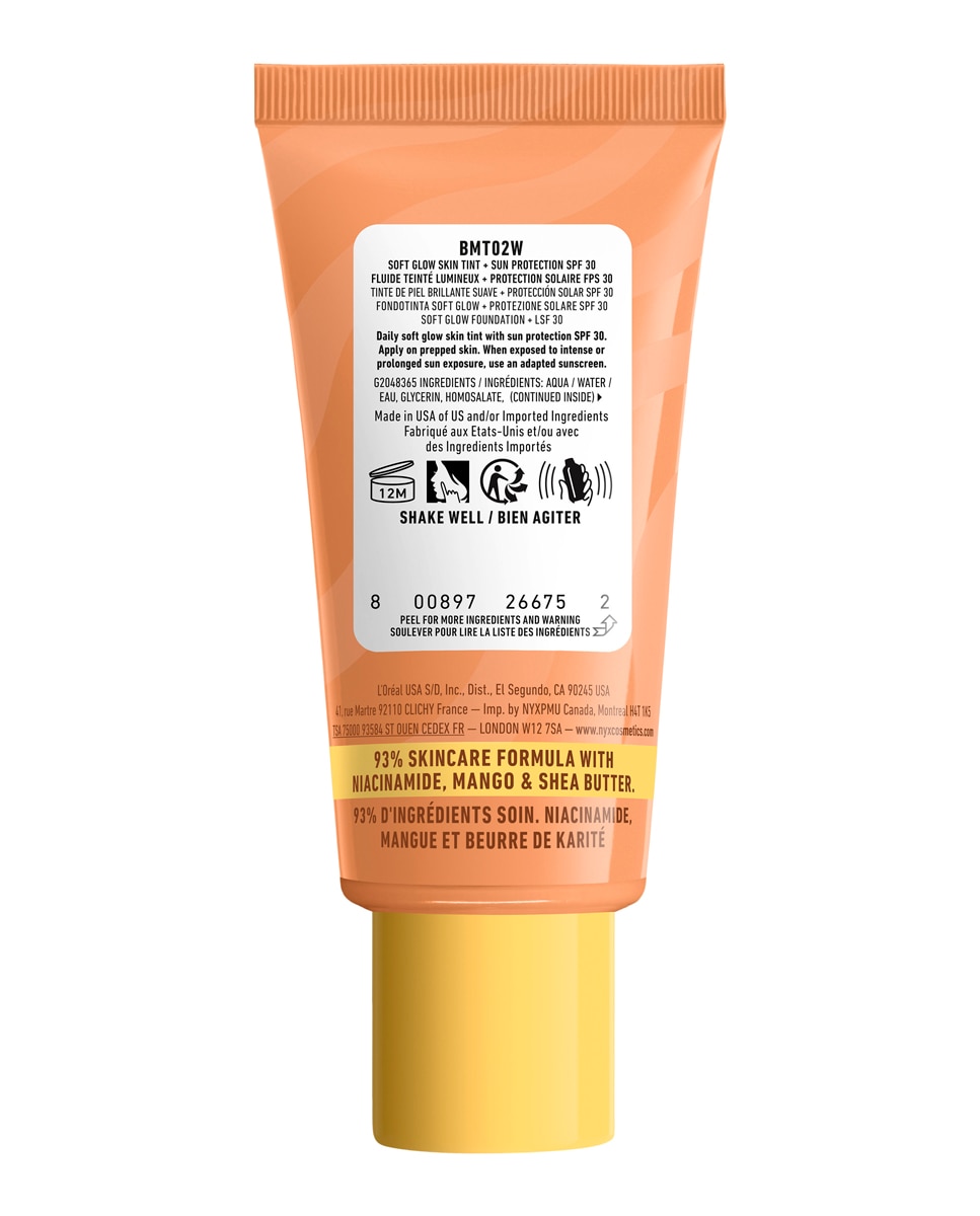 Imagen 2 de Base de Maquillaje Skin Tint Buttermelt Glaze Soft Glow + Protección SPF/FPS 40 30 ml de NYX Professional Makeup - Vanilla Bean Butta 30 ml Vanilla Bean Butta