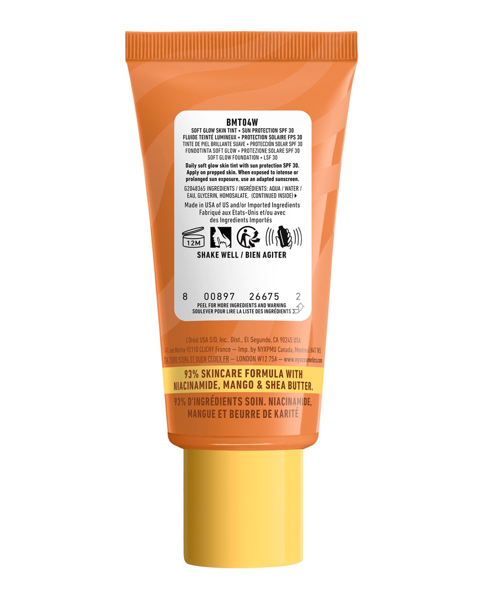 Imagen 2 de Base de Maquillaje Skin Tint Buttermelt Glaze Soft Glow + Protección SPF/FPS 40 30 ml de NYX Professional Makeup - Almond Butta 30 ml Almond Butta
