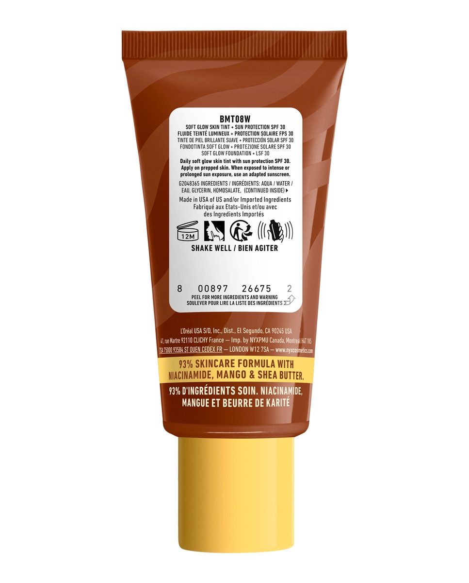 Imagen 2 de Base de Maquillaje Skin Tint Buttermelt Glaze Soft Glow + Protección SPF/FPS 40 30 ml de NYX Professional Makeup - Nutmeg Butta 30 ml Nutmeg Butta