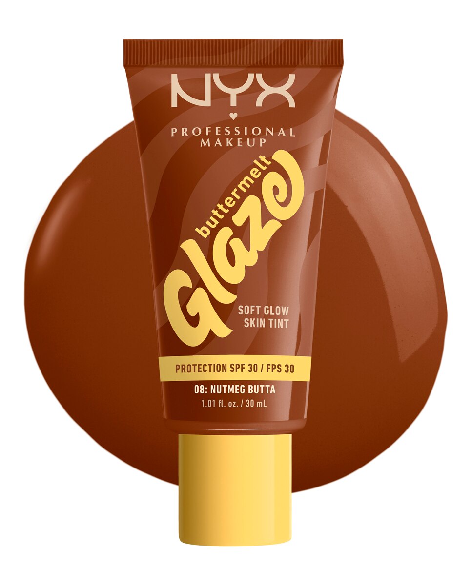 Imagen 3 de Base de Maquillaje Skin Tint Buttermelt Glaze Soft Glow + Protección SPF/FPS 40 30 ml de NYX Professional Makeup - Nutmeg Butta 30 ml Nutmeg Butta