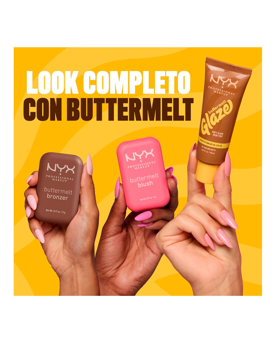 Imagen 8 de Base de Maquillaje Skin Tint Buttermelt Glaze Soft Glow + Protección SPF/FPS 40 30 ml de NYX Professional Makeup - Chocolate Butta 30 ml Chocolate Butta