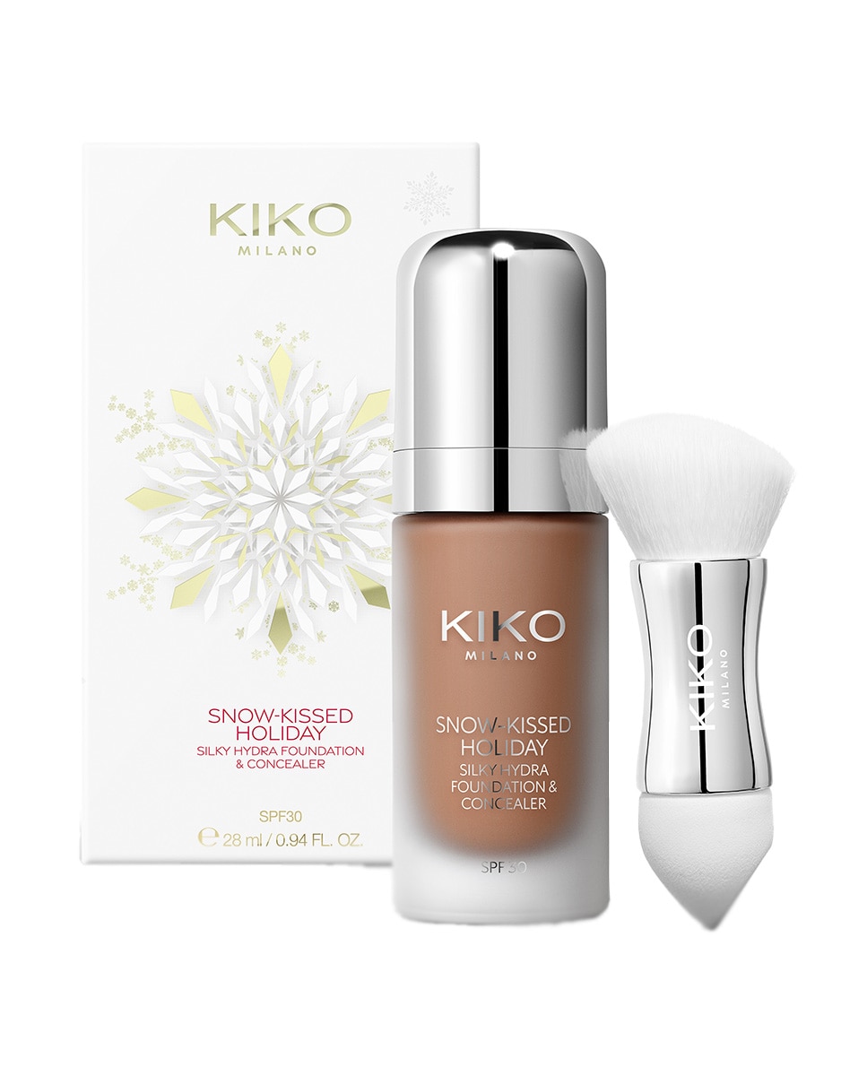 Base De Maquillaje Y Corrector Hidratante Líquido Con Spf 30 Snow-Kissed Holiday Silky Hydra Foundation & Concealer Spf 30 Kiko Milano - 08 Hot Cocoa 08 Hot Cocoa-1