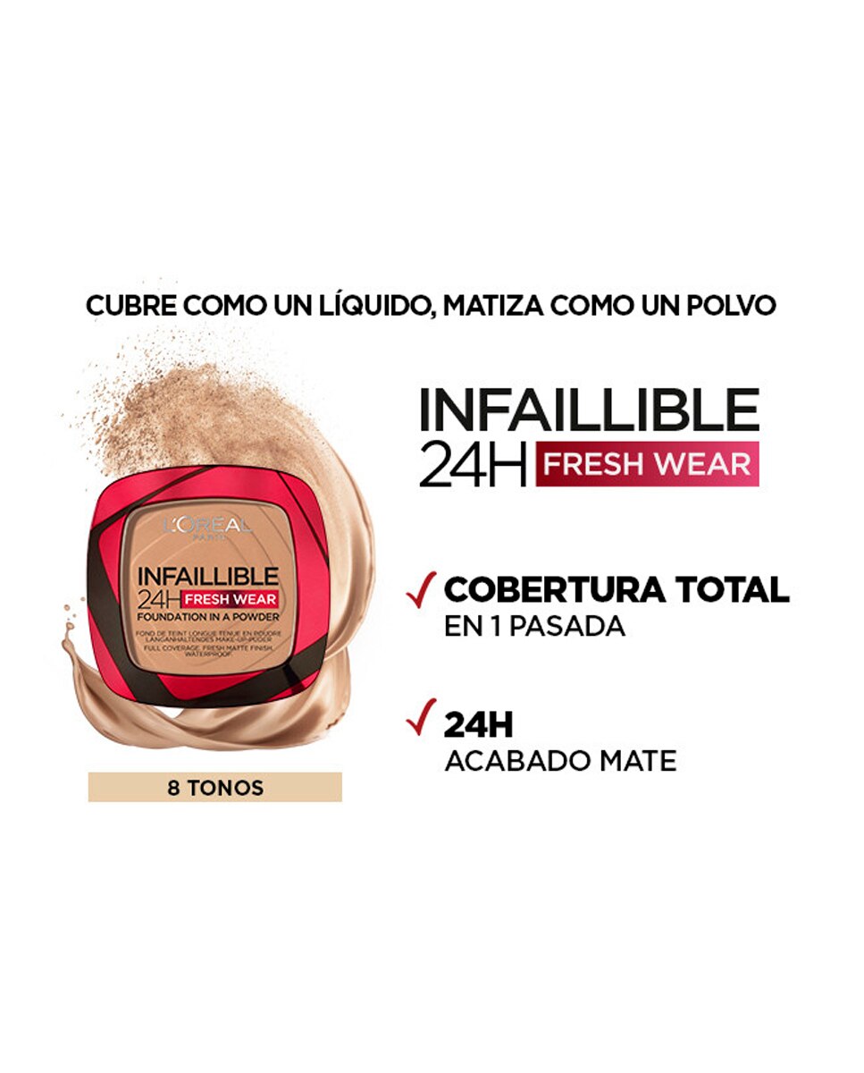 Polvos compactos mate de larga duración Infalible 24h L'Oréal Paris - 200 140 Golden Beige-5