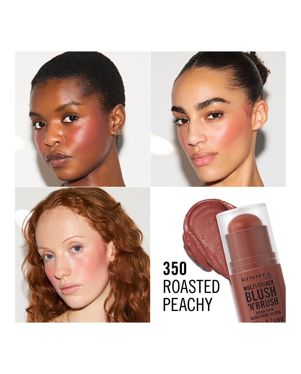Imagen 4 de Colorete Multitasker Blush 'N' Brush Stick 8 g Rimmel London - 350 ROASED PEACH 350 ROASED PEACH