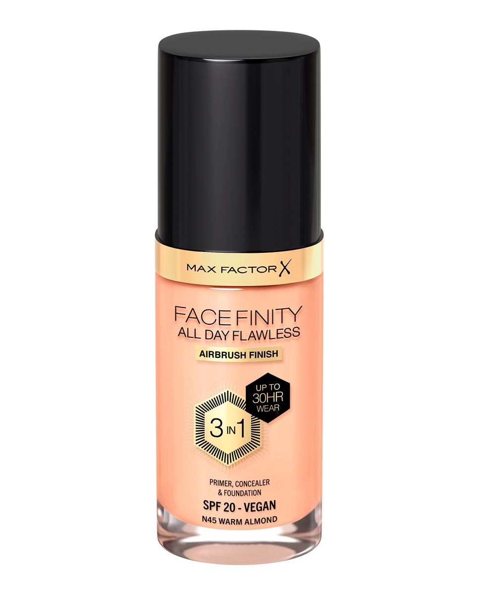 Base de Maquillaje Facefinity Foundation Max Factor - N45  Warm Almond 30 ml N45  Warm Almond-1