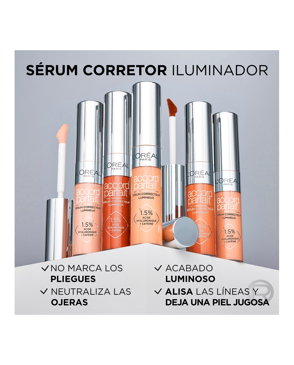 Imagen 8 de Serum Accord Parfait Serum Radiant Concealer 11 ml L'Oréal Paris - Tono 1R 11 ml Tono 1R
