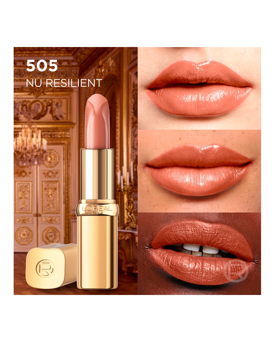 Imagen 3 de Barra De Labios Color Riche Nudes Of Worth Satinado L'Oréal Paris - 505 NUDE RESILIENT 505 NUDE RESILIENT