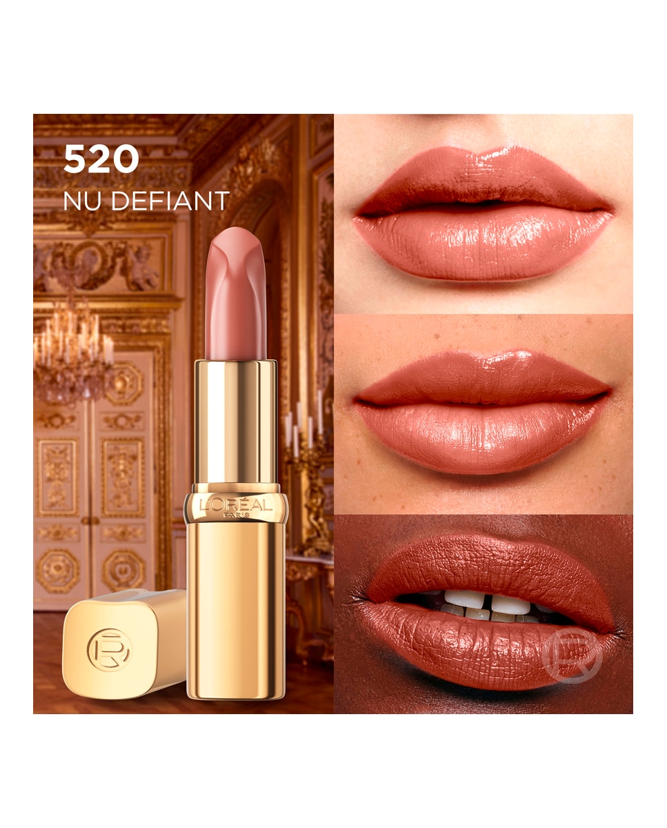 Imagen 3 de Barra De Labios Color Riche Nudes Of Worth Satinado L'Oréal Paris - 520 NUDE DEFIANT 520 NUDE DEFIANT