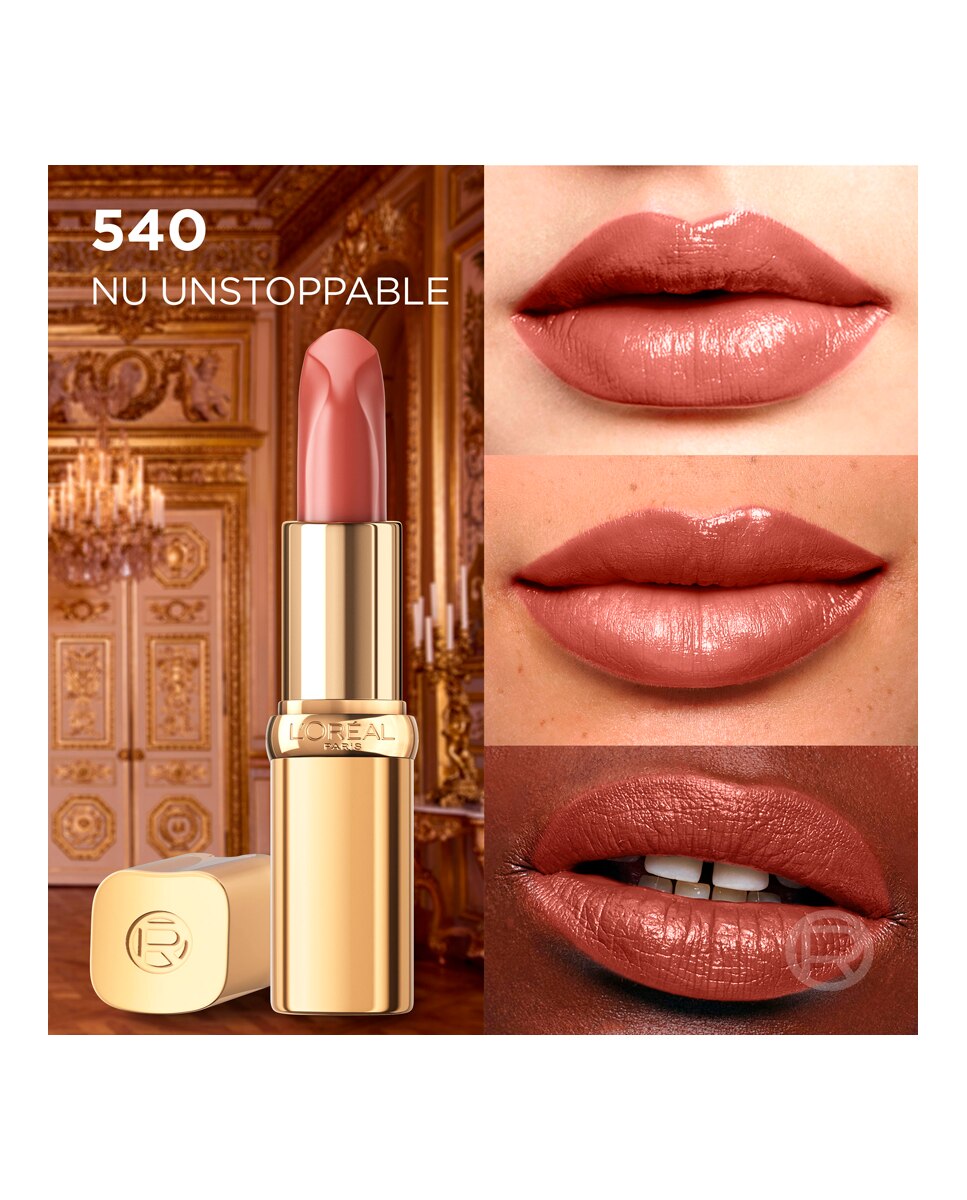 Imagen 3 de Barra De Labios Color Riche Nudes Of Worth Satinado L'Oréal Paris - 540 NUDE UNSTOPPABLE 540 NUDE UNSTOPPABLE